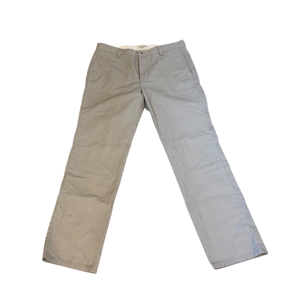 Dockers Mens Slim Fit Chino Pants Light Grey Flat Front Trousers 34x32 workwear